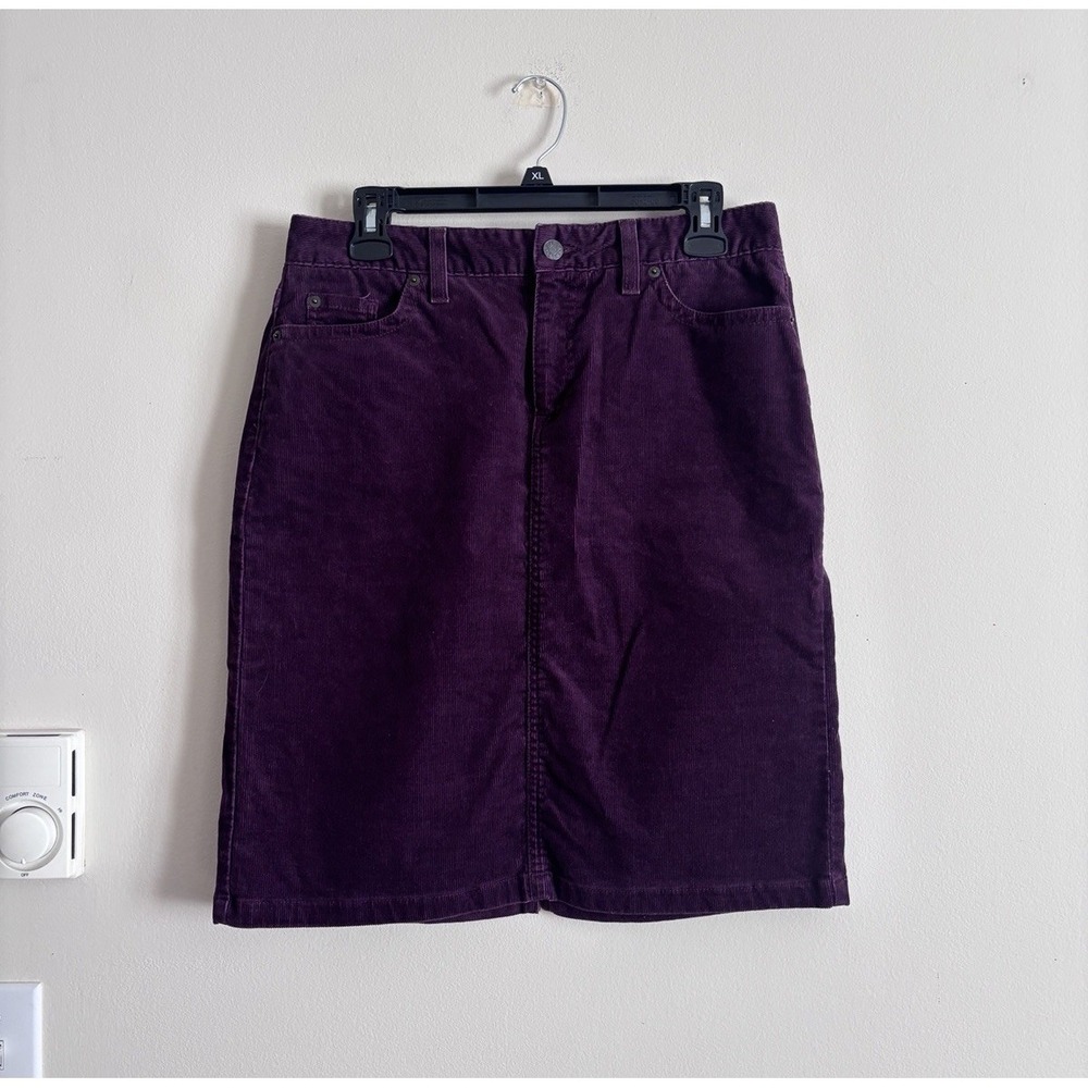 Vintage Y2K LL Bean Corudroy Skirt Purple Size 6 Outdoor Classic Pockets A‎ Line